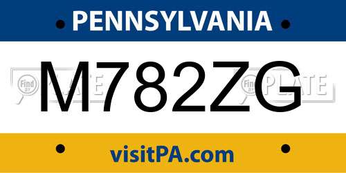 M782ZG Pennsylvania License Plate