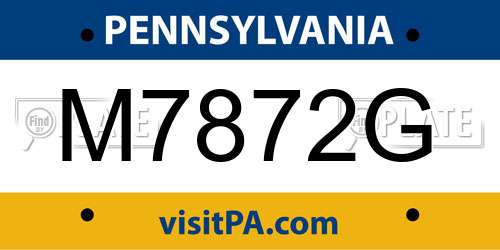 M7872G Pennsylvania License Plate