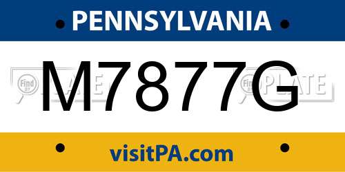 M7877G Pennsylvania License Plate