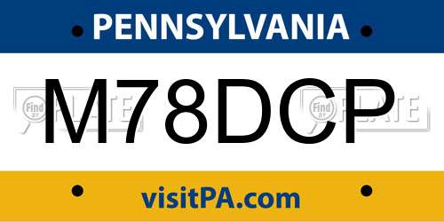 M78DCP Pennsylvania License Plate