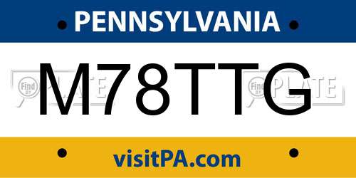 M78TTG Pennsylvania License Plate