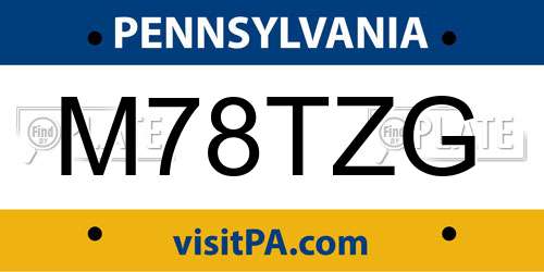M78TZG Pennsylvania License Plate