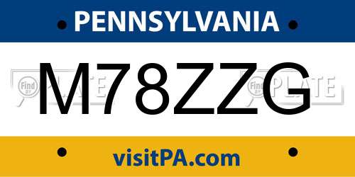 M78ZZG Pennsylvania License Plate