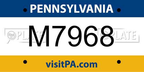 M7968 Pennsylvania License Plate