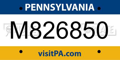 M826850 Pennsylvania License Plate