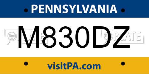 M830DZ Pennsylvania License Plate