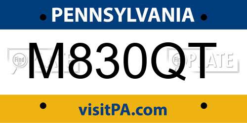 M830QT Pennsylvania License Plate