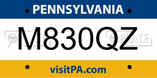 M830QZ Pennsylvania License Plate