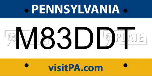 M83DDT Pennsylvania License Plate