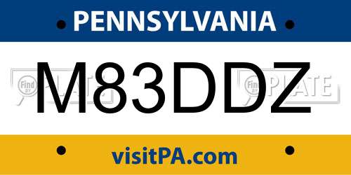 M83DDZ Pennsylvania License Plate