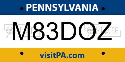 M83DOZ Pennsylvania License Plate