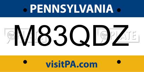 M83QDZ Pennsylvania License Plate