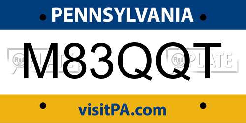 M83QQT Pennsylvania License Plate
