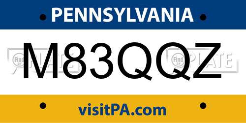 M83QQZ Pennsylvania License Plate