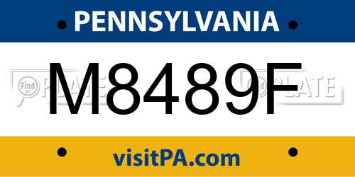 M8489F Pennsylvania License Plate