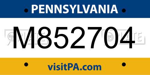 M852704 Pennsylvania License Plate