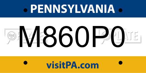 M860P0 Pennsylvania License Plate