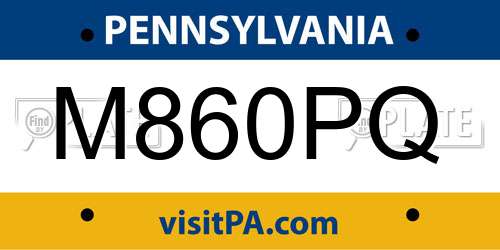 M860PQ Pennsylvania License Plate