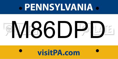 M86DPD Pennsylvania License Plate