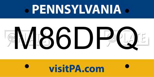 M86DPQ Pennsylvania License Plate