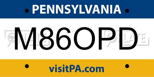 M86OPD Pennsylvania License Plate