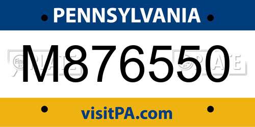 M876550 Pennsylvania License Plate