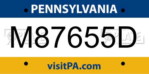 M87655D Pennsylvania License Plate
