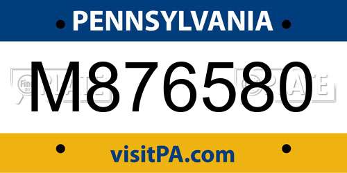 M876580 Pennsylvania License Plate