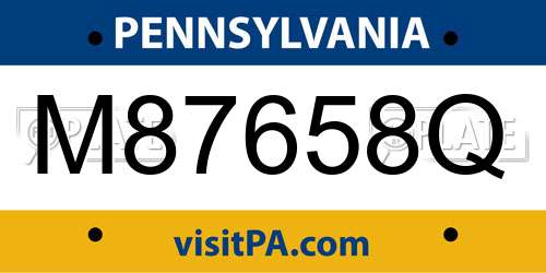 M87658Q Pennsylvania License Plate