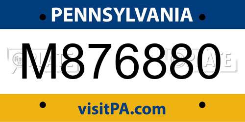 M876880 Pennsylvania License Plate