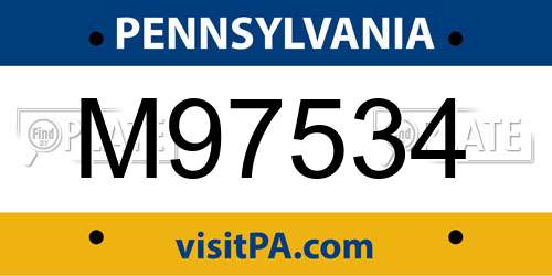 M97534 Pennsylvania License Plate