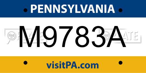 M9783A Pennsylvania License Plate