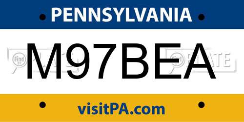 M97BEA Pennsylvania License Plate