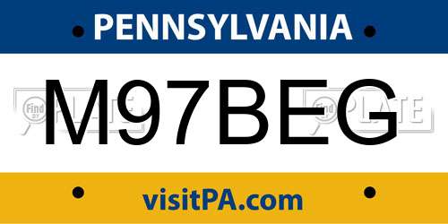 M97BEG Pennsylvania License Plate