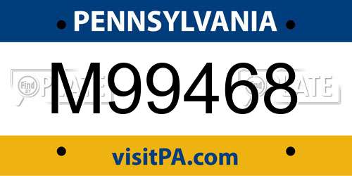 M99468 Pennsylvania License Plate