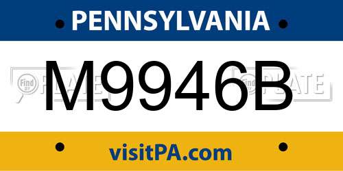 M9946B Pennsylvania License Plate