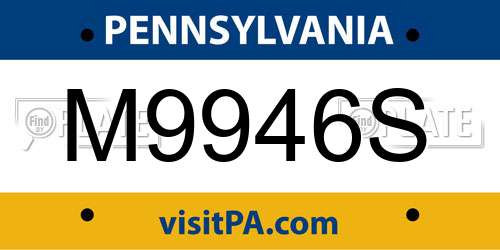 M9946S Pennsylvania License Plate
