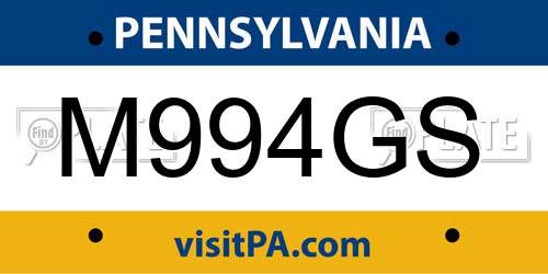 M994GS Pennsylvania License Plate