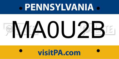 MA0U2B Pennsylvania License Plate