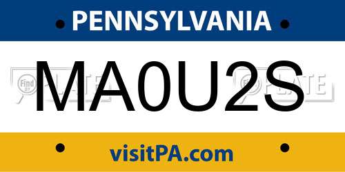 MA0U2S Pennsylvania License Plate