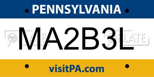 MA2B3L Pennsylvania License Plate
