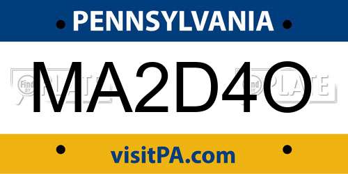 MA2D4O Pennsylvania License Plate