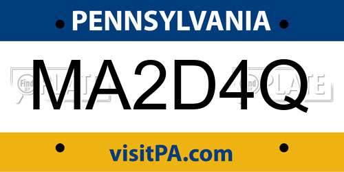 MA2D4Q Pennsylvania License Plate