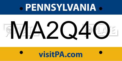 MA2Q4O Pennsylvania License Plate