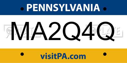 MA2Q4Q Pennsylvania License Plate