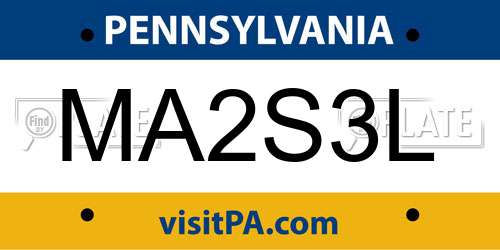MA2S3L Pennsylvania License Plate