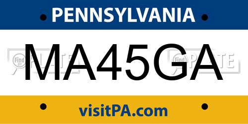 MA45GA Pennsylvania License Plate