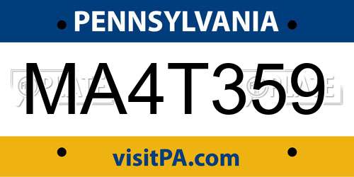 MA4T359 Pennsylvania License Plate