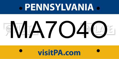 MA7O4O Pennsylvania License Plate