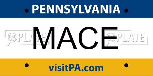 MACE Pennsylvania License Plate
